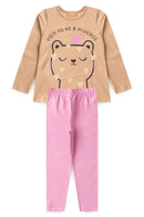 Conjunto Infantil Feminino Bege Oncinha