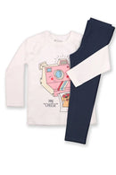 Conjunto Bebê Menina em Meia Malha e Cotton Estampa Digital