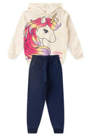 Conjunto Moletom Infantil Menina com Capuz Unicórnio