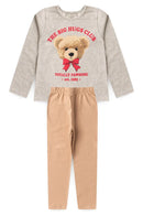 Conjunto Infantil Feminino Blusa ML e Legging Bege